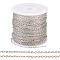 Brass Coated Iron Flat Cable Chains, Soldered, with Spool, Flat Oval, Platinum, 2x1.5x0.3mm, about 32.81 Feet(10m)/Roll