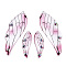 Transparent Epoxy Resin Pave Rhinestone Big Pendants, Wing Charms, Pearl Pink, 54x18.5x2.5mm, Hole: 1.2mm