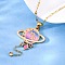304 Stainless Steel Hot Pearl Enamel Constellation Planet Pendant Necklaces, with Crystal Rhinestone, Golden, Capricorn, 15.94 inch(40.5cm)