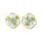 Inner Dried Flower Transparent Resin Pendants, Leaf Charms, Aquamarine, 31.5x30x4mm, Hole: 1.8mm