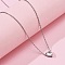 304 Stainless Steel Crystal Cubic Zirconia Heart Pendant Necklaces for Women, Stainless Steel Color, 16.73 inch(42.5cm)