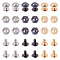 Pandahall 18 Sets 3 Colors Iron Screws, with Alloy Nuts, Hexagon, Mixed Color, 9x8x6mm, Hole: 2.5mm, 6 sets/color