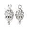 Brass Micro Pave Cubic Zirconia Connector Charms, Grenade Shape, Platinum, 14.5x6mm, Hole: 1.4mm