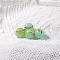 Handmade Lampwork Round Beads, Flower Pattern, Light Blue, 12mm, Hole: 1.8mm
