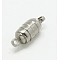 Brass Magnetic Clasps with Loops, Column, Platinum, 15x5mm, Hole: 1.5mm