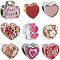 9Pcs 9 Styles Alloy & 304 Stainless Steel & Brass European Beads, with Enamel, Large Hole Beads, Heart & Gift Box & Column, for Valentine's Day, Pink, 9~11.5x8~12x6~11mm, Hole: 4~5mm, 1pc/style