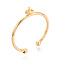 Brass Cup Peg Ring Settings, Adjustable Ring Settings for Half Drilled Beads, Real 18K Gold Plated, 4mm, Adjustable, Pin: 0.7~0.8mm