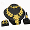 Alloy Pendant Necklaces & Stud Dangle Earrings & Rings & Link Bracelets Sets, Golden, Flower, 430mm