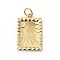 Rack Plating Brass Pendants, with Jump Ring, Cadmium Free & Nickel Free & Lead Free, Rectangle with Sun, Real 18K Gold Plated, 19x12x2mm, Hole: 3.6mm
