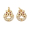 Brass Micro Pave Cubic Zirconia Charms, with Jump Ring, Lead Free & Cadmium Free, Long-Lasting Plated, Rack Plating, Real 18K Gold Plated, Christmas Wreath, 10.5x9x2mm, Hole: 2mm