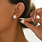 Elegant Vintage Alloy Stud Earrings, Real 18K Gold Plated, with Rhinestone, Flat Round, 12mm