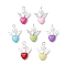 Angel and Heart Pendants, with Acrylic Beads & Alloy Angeltee Beads & ABS Plastic Imitation Pearl Round Beads & Iron Flat Head Pins, Mixed Color, 28x22x8mm, Hole: 3mm