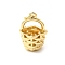 Brass Pendants, Basket, Long-Lasting Plated, Lead Free & Cadmium Free, Rack Plating, with Jump Ring, Real 18K Gold Plated, 18.5x13x12mm, Hole: 3.5mm