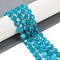Natural Amazonite Dyed  Beads Strands, Faceted Pentagonal Cut, Flat Round, with Seed Beads, Dark Turquoise, 10~10.5x5~6mm, Hole: 1mm, about 32~33pcs/strand, 15.75''(40cm)