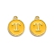 Golden Plated Alloy Enamel Charms, Enamelled Sequins, Flat Round with Alphabet, Letter.T, Yellow, 14x12x2mm, Hole: 1.5mm