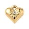 304 Stainless Steel Charms, with Rhinestone, Heart, Real 18K Gold Plated, 13x13x3mm, Hole: 1.8mm