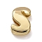 Brass Beads, Long-Lasting Plated, Rack Plating, Lead Free & Cadmium Free, Real 18K Gold Plated, Letter S, 21x13x6.5mm, Hole: 18x4mm