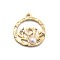 304 Stainless Steel Pendant, with Rhinestone and ABS Imitation Pearl, PVD Vacuum Plating, Flat Round Coralline Shape, Real 18K Gold Plated, 22.5x20x4mm, Hole: 1.7mm