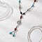 Retro Glass & Porcelain & Alloy Adjustable Nylon Cord Y Necklaces for Women, Antique Silver, Colorful, Snake, 21.26~33.31 inch(54~84.6cm)