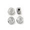 304 Stainless Steel Beads, Flat Round with Flower, Stainless Steel Color, 6.5x4mm, Hole: 1.8mm