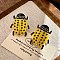 Alloy Enamel Stud Earrings, with Rhinestone, Insect, Yellow, 1.18 inch(3cm)