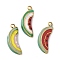 304 Stainless Steel Enamel Pendants, Golden, Watermelon Charm, Mixed Color, 17x6.5x4.5mm, Hole: 1.4mm
