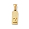 304 Stainless Steel Pendants, Golden, Rectangle with Letter Charm, Letter Z, 17.5x6.5x3mm, Hole: 3x6mm