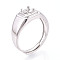 Rhodium Plated 925 Sterling Silver Engagement Solitaire Ring Settings, Adjustable Prong Ring Settings, Platinum, Tray: 5.8x5.8mm, 8.5mm, Inner Diameter: 18.2mm