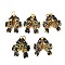 Brass Cloisonne Pendants, Gold Fish Charms with Jump Rings, Golden, Black, 27~28.5x23~25x7.5~9mm, Hole: 6mm
