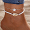 2Pcs Alloy Cowrie Shell Link Anklets, Heart, 8-1/4 inch(210mm)