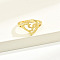 Brass Alphabet Adjustable Rings for Women, with Heart, Letter L, 17mm, US Size 6 1/4(16.7mm)