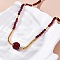 Polymer Clay Rhinestone Round Pendant Necklaces, 304 Stainless Steel & Glass Beaded Necklaces, Ion Plating(IP), Dark Red, Real 14K Gold Plated, 16.69 inch(42.4cm)