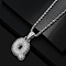 Brass Micro Pave Clear Cubic Zirconia Chunky Initial Pendant Necklaces, Platinum, Letter Q, 19.69 inch(50cm)