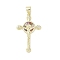 Real 18K Gold Plated Brass Micro Pave Cubic Zirconia Pendants, Cross with Jesus, Colorful, 28x17.5x3mm, Hole: 3.6x4.3mm