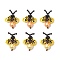 2Pcs Glass Seed Beaded Bees Pendants, with Glass Pearl Round Bead & Natural Black Onyx Beads & 304 Stainless Steel Loop, Mixed Color, 30~31x23.5~24x10mm, Hole: 3mm