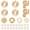DIY Flat Round Charms Cuff Ring Making Kit, Including 304 Stainless Steel Open Finger Ring Components & Jump Ring & Charms & Linking Rings, Golden, 10~12x1mmmm, Hole: 1.4mm