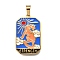 Tarot 304 Stainless Steel Enamel Pendants, Ion Plating(IP), Real 18K Gold Plated, Sun, 32x19.5x2mm, Hole: 7x3.5mm