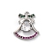 Rack Plating Brass with Cubic Zirconia Pendants, Long-Lasting Plated, Lead Free & Cadmium Free, Christmas Bell Charms, Platinum, 16.5x14x3.5mm, Hole: 1.2mm