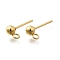 201 Stainless Steel Stud Earring Findings, with Loop and 304 Stainless Steel Pins Round, Real 18K Gold Plated, 15x6.5x4mm, Hole: 1.8mm, Pin: 0.5mm