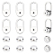8Pcs Brass Ear Nuts, Oval, with 8Pcs Silicone Ear Nuts, Platinum, 16x8mm