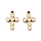 Ion Plating(IP) 316 Surgical Stainless Steel Charms, Nickel Free, with Enamel, Cross Charms, Real 18K Gold Plated, White, 10x7x1mm, Hole: 1mm