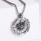 Fashionable Hip-hop Style 304 Stainless Steel Sun Compass Pendant Necklaces Men's Jewelry, Stainless Steel Color