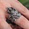 Retro Alloy Cuff Open Rings for Men, Lion, Inner Diameter: 17~25mm