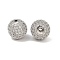 CZ Brass Micro Pave Cubic Zirconia Round Beads, Platinum, 14mm, Hole: 2mm