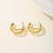 Fashionable 201 Stainless Steel C-Shaped Stud Earrings, Real 18K Gold Plated, 26mm