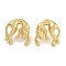 Cat Shape Brass Stud Earrings, Real 18K Gold Plated, 21x20mm