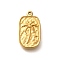 304 Stainless Steel Pendants, Rectangle with Coconut Tree Charm, Ion Plating(IP), Golden, 17.5x10x2.5mm, Hole: 1mm