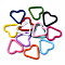 Aluminum Spring Gate Rings, Heart, Mixed Color, 40.2~42x43~44x4.5~6mm