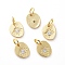 Brass Micro Pave Cubic Zirconia Pendants, for DIY Jewelry Making, with Jump Rings, Oval, Clear, Golden, 9.5x8x1.5mm, Hole: 3.5mm