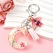 Resin & Acrylic & Faux Suede Tassel Keychain, with Alloy Clasp and Iron Rings, Letter C, 10cm